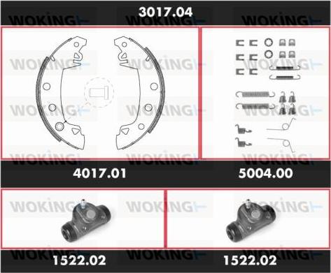 Woking 3017.04 - Комплект гальм, барабанний механізм autocars.com.ua