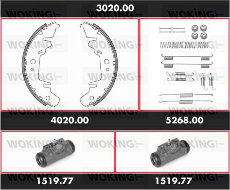 Woking 3020.00 - Комплект гальм, барабанний механізм autocars.com.ua