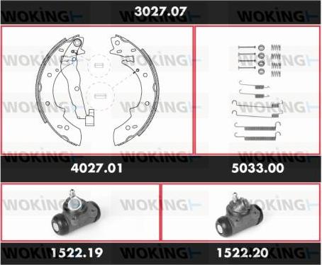 Woking 3027.07 - Комплект тормозных колодок, барабанные autodnr.net