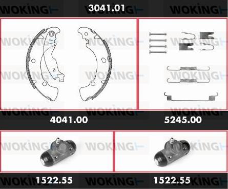 Woking 3041.01 - Комплект тормозных колодок, барабанные autodnr.net