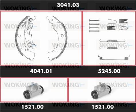 Woking 3041.03 - Комплект гальм, барабанний механізм autocars.com.ua