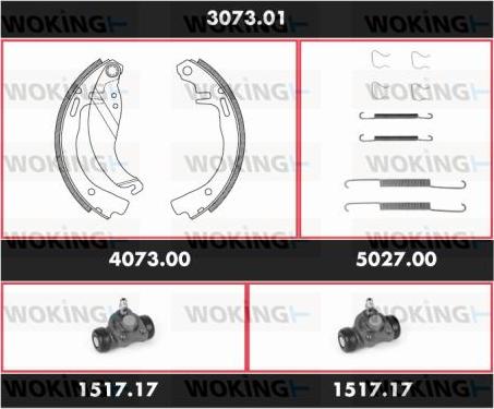 Woking 3073.01 - Комплект гальм, барабанний механізм autocars.com.ua