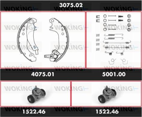 Woking 3075.02 - Комплект тормозных колодок, барабанные autodnr.net