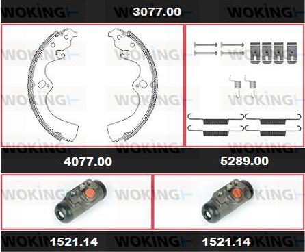 Woking 3077.00 - Комплект гальм, барабанний механізм autocars.com.ua