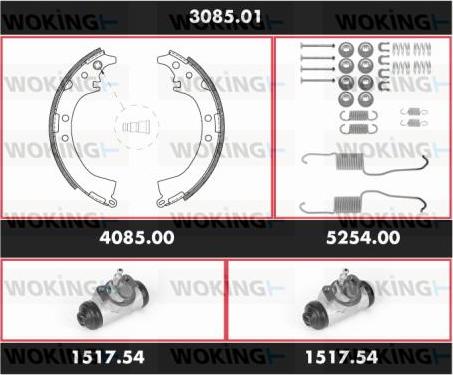 Woking 3085.01 - Комплект тормозных колодок, барабанные avtokuzovplus.com.ua