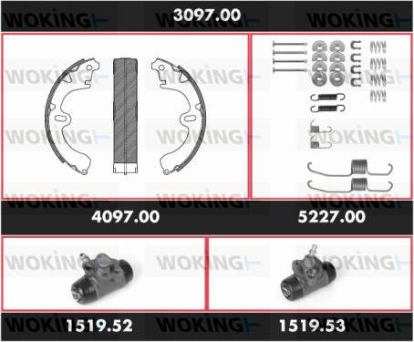 Woking 3097.00 - Комплект гальм, барабанний механізм autocars.com.ua