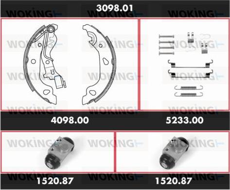 Woking 3098.01 - Комплект тормозных колодок, барабанные avtokuzovplus.com.ua