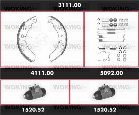 Woking 3111.00 - Комплект тормозных колодок, барабанные avtokuzovplus.com.ua