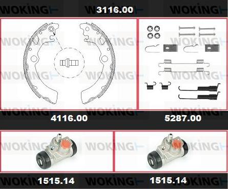 Woking 3116.00 - Комплект тормозных колодок, барабанные avtokuzovplus.com.ua