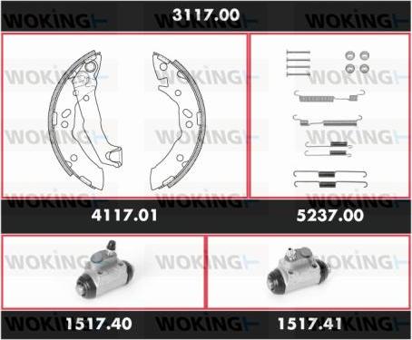 Woking 3117.00 - Комплект тормозных колодок, барабанные autodnr.net