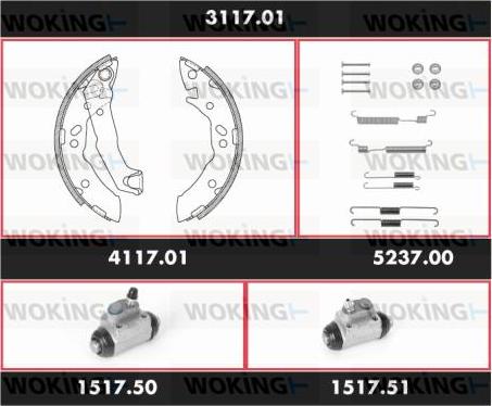 Woking 3117.01 - Комплект тормозных колодок, барабанные autodnr.net