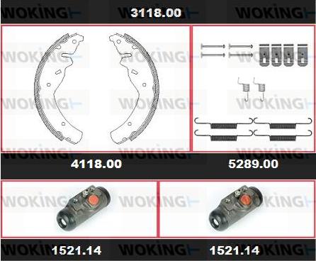 Woking 3118.00 - Комплект гальм, барабанний механізм autocars.com.ua