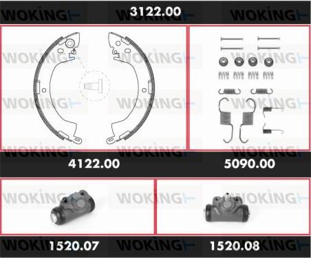 Woking 3122.00 - Комплект тормозных колодок, барабанные autodnr.net