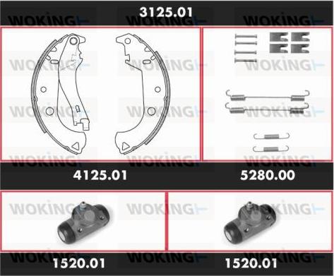 Woking 3125.01 - Комплект тормозных колодок, барабанные autodnr.net