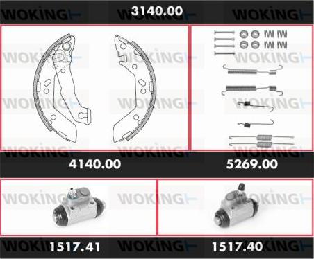 Woking 3140.00 - Комплект гальм, барабанний механізм autocars.com.ua