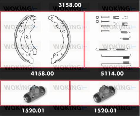 Woking 3158.00 - Комплект тормозных колодок, барабанные avtokuzovplus.com.ua