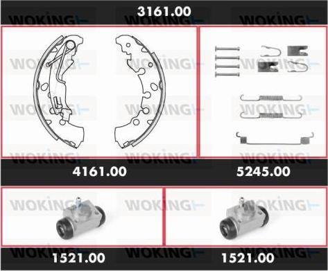 Woking 3161.00 - Комплект тормозных колодок, барабанные avtokuzovplus.com.ua