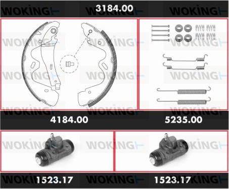 Woking 3184.00 - Комплект гальм, барабанний механізм autocars.com.ua