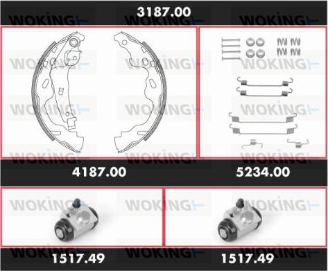 Woking 3187.00 - Комплект тормозных колодок, барабанные autodnr.net