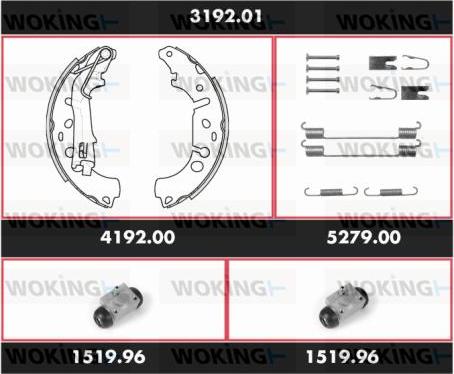 Woking 3192.01 - Комплект тормозных колодок, барабанные autodnr.net