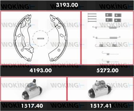 Woking 3193.00 - Комплект тормозных колодок, барабанные avtokuzovplus.com.ua