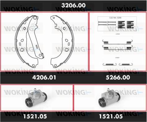 Woking 3206.00 - Комплект гальм, барабанний механізм autocars.com.ua