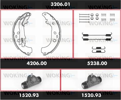 Woking 3206.01 - Комплект гальм, барабанний механізм autocars.com.ua