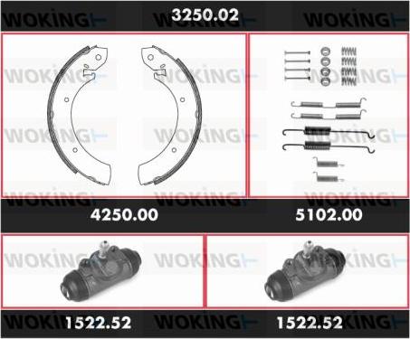 Woking 3250.02 - Комплект тормозных колодок, барабанные autodnr.net