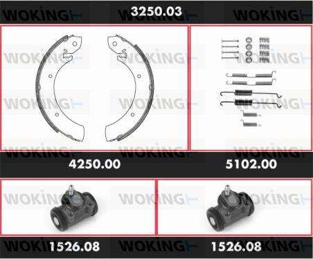 Woking 3250.03 - Комплект тормозных колодок, барабанные autodnr.net