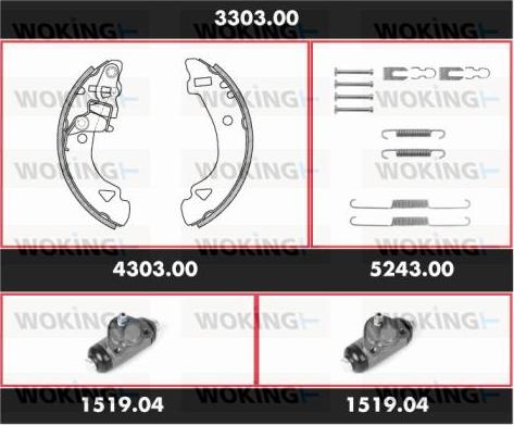 Woking 3303.00 - Комплект тормозных колодок, барабанные autodnr.net