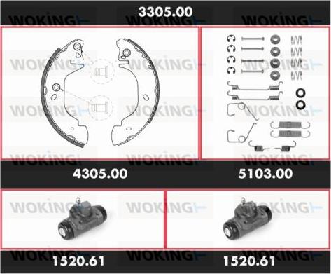 Woking 3305.00 - Комплект тормозных колодок, барабанные avtokuzovplus.com.ua