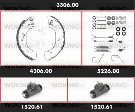 Woking 3306.00 - Комплект тормозных колодок, барабанные avtokuzovplus.com.ua