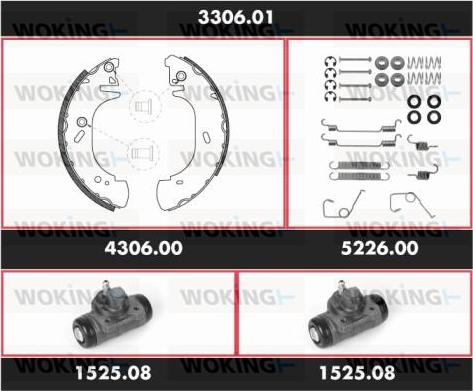 Woking 3306.01 - Комплект гальм, барабанний механізм autocars.com.ua