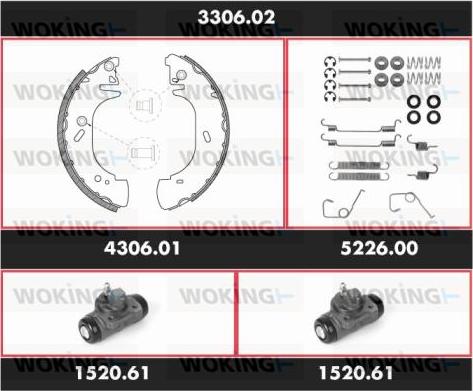 Woking 3306.02 - Комплект гальм, барабанний механізм autocars.com.ua