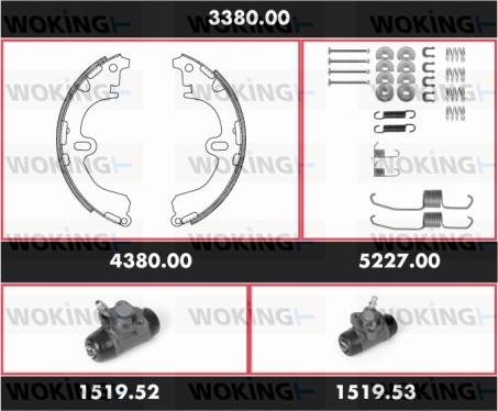 Woking 3380.00 - Комплект гальм, барабанний механізм autocars.com.ua