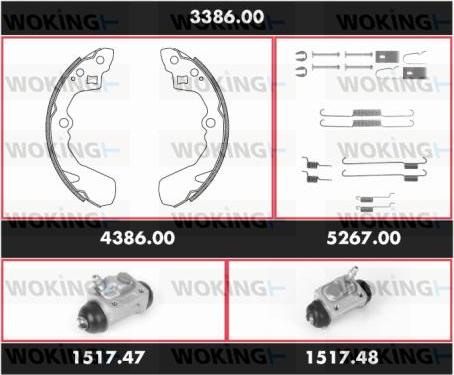 Woking 3386.00 - Комплект тормозных колодок, барабанные autodnr.net