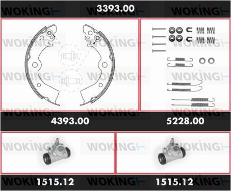 Woking 3393.00 - Комплект тормозных колодок, барабанные avtokuzovplus.com.ua