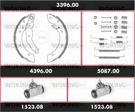 Woking 3396.00 - Комплект гальм, барабанний механізм autocars.com.ua