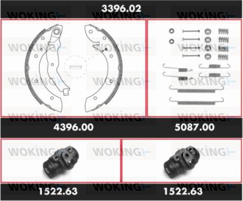 Woking 3396.02 - Комплект гальм, барабанний механізм autocars.com.ua