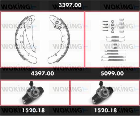 Woking 3397.00 - Комплект гальм, барабанний механізм autocars.com.ua