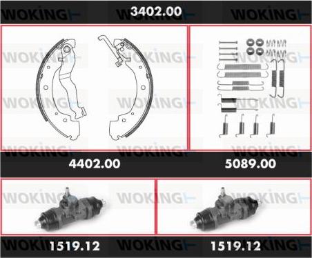 Woking 3402.00 - Комплект тормозных колодок, барабанные avtokuzovplus.com.ua