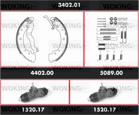 Woking 3402.01 - Комплект тормозных колодок, барабанные avtokuzovplus.com.ua