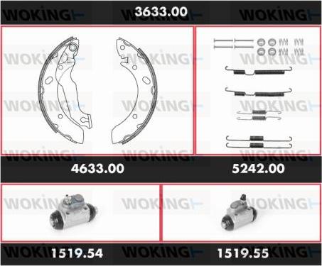 Woking 3633.00 - Комплект тормозных колодок, барабанные avtokuzovplus.com.ua