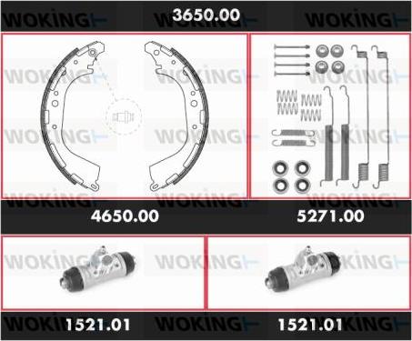 Woking 3650.00 - Комплект гальм, барабанний механізм autocars.com.ua