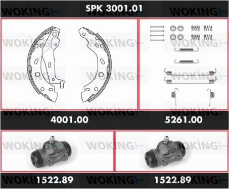 Woking SPK 3001.01 - Комплект тормозных колодок, барабанные avtokuzovplus.com.ua