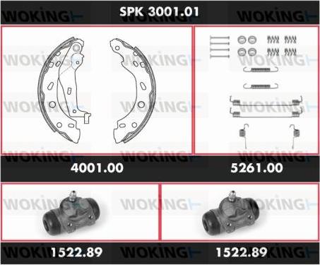 Woking SPK 3001.01 - Комплект гальм, барабанний механізм autocars.com.ua