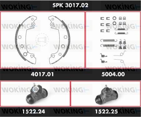 Woking SPK 3017.02 - Комплект гальм, барабанний механізм autocars.com.ua