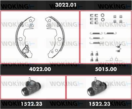 Woking SPK 3022.01 - Комплект тормозных колодок, барабанные avtokuzovplus.com.ua