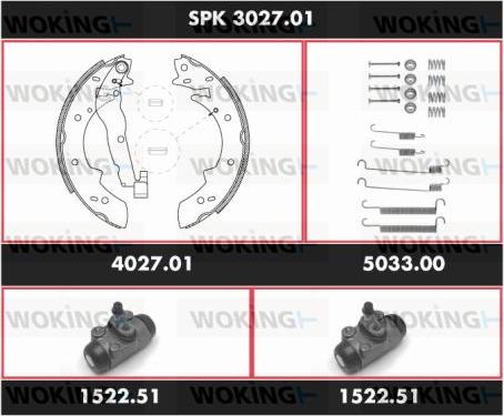 Woking SPK 3027.01 - Комплект гальм, барабанний механізм autocars.com.ua