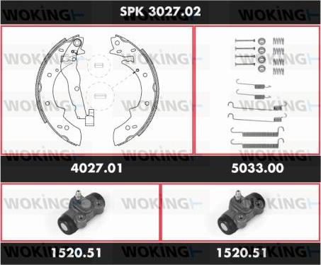 Woking SPK 3027.02 - Комплект гальм, барабанний механізм autocars.com.ua